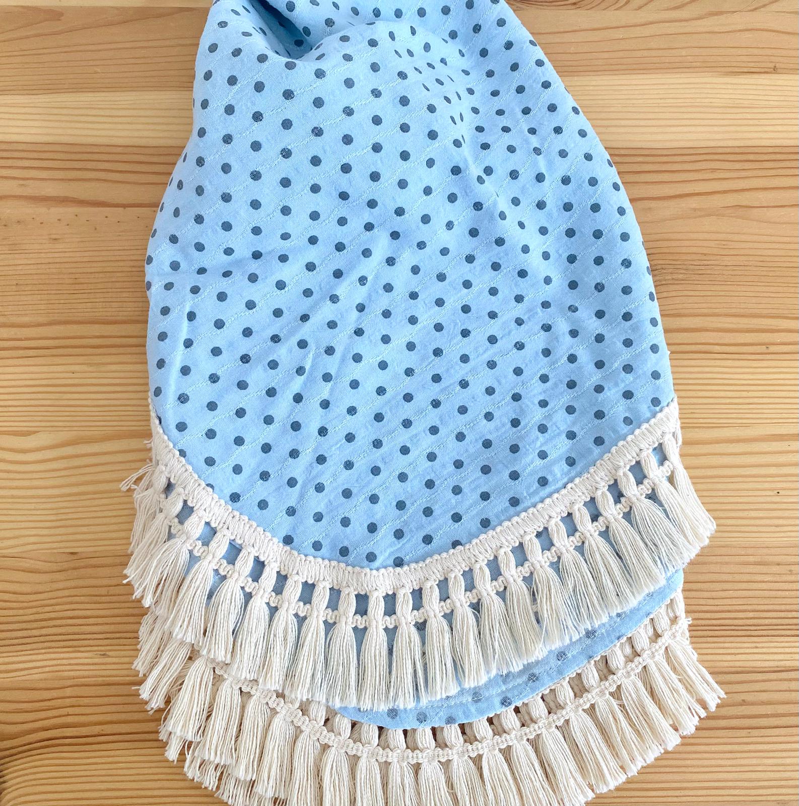 Muselina  de lunares con flecos