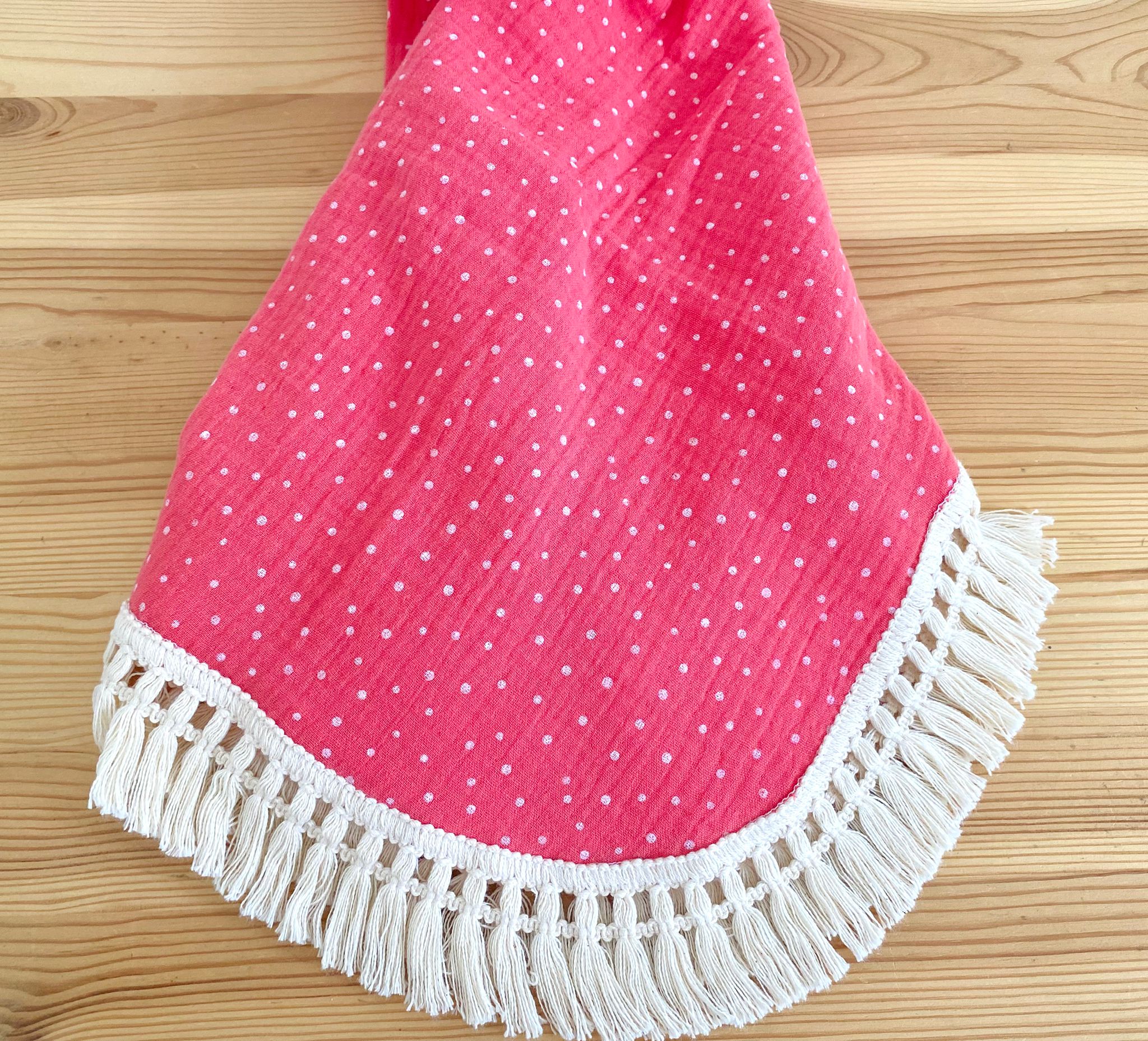 Muselina  de lunares con flecos