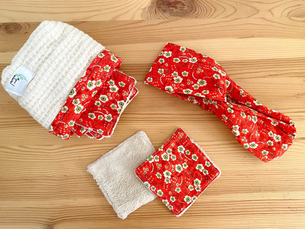 Pack desmaquillante flores rojo