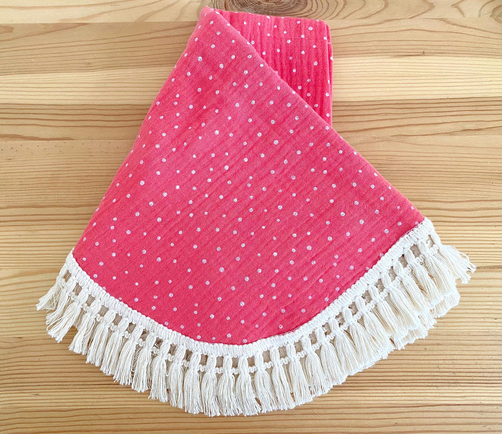 Muselina  de lunares con flecos