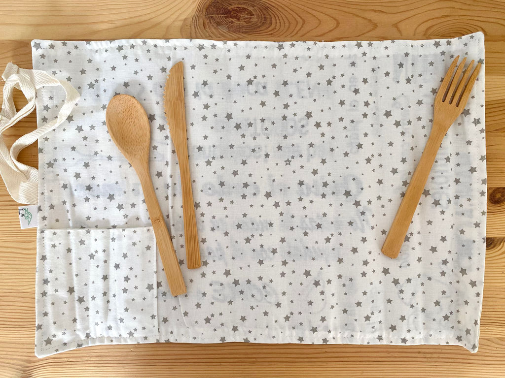 Set de mantel con cubiertos mensajes Buenos Modales