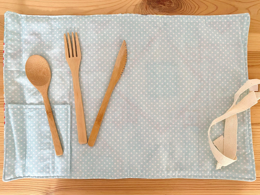 Set de mantel con cubiertos estampado Boho Geométrico