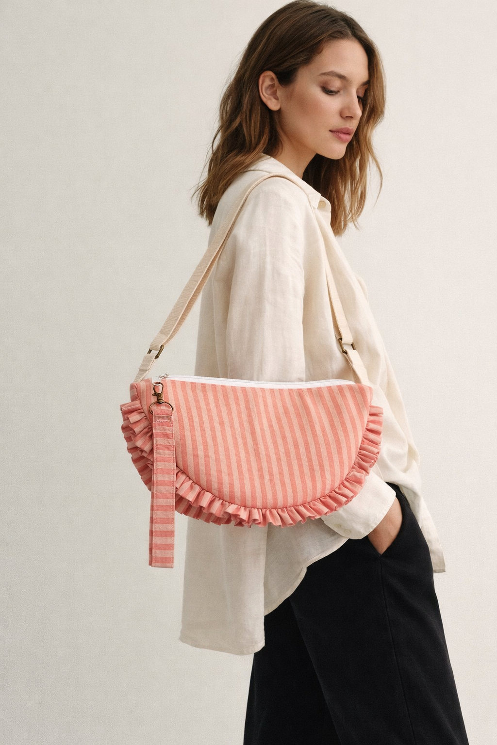 Bolso Media Luna de rayas