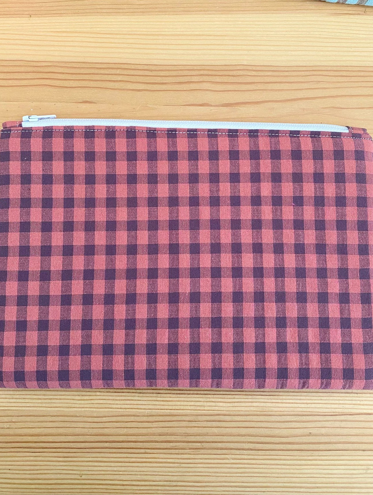 Cartera tamaño L vichy azul y rosado