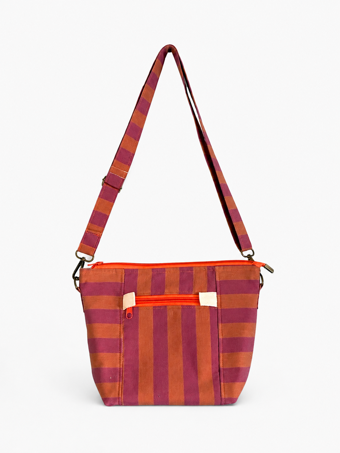 Bolso bandolera Mediano rayas anaranjadas